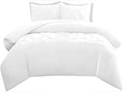 3 Piece Half Pinch Pleated Duvet Cover with Zipper Closure, 100% Egyptian Cotton, 800 Thread Cotton, Pintuck Duvet Cover, Oversized Super King White Solid 99