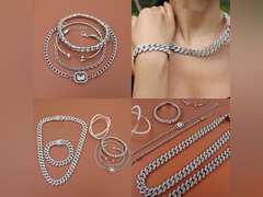 Hip Hop Cuban chain full Diamond necklace Rhinestone bracelet bracelet Gold and Silver women's Jewelry Women's earrings bracelet sets 15