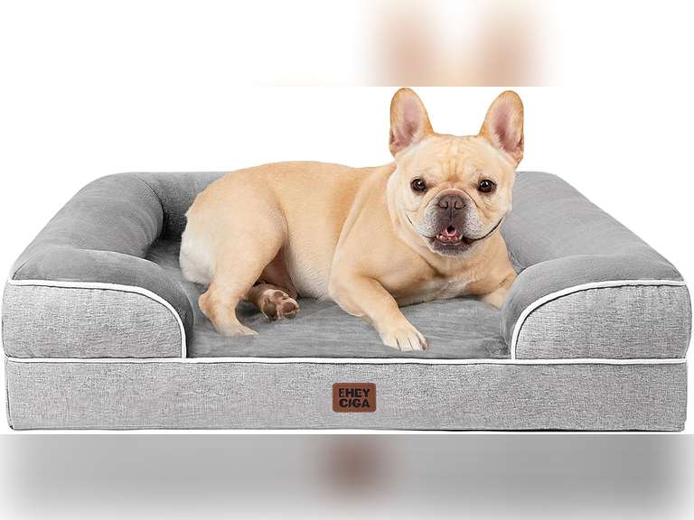 EHEYCIGA Orthopedic Dog Bed for Medium Dogs, Waterproof Memory Foam Medium Pet Beds with Sides, Non-Slip Bottom and Egg-Crate Foam Dog Couch Bed with Washable Removable Cover, Grey 33