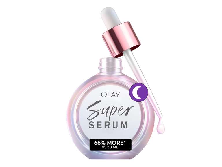 Olay Super Serum Night Repair, Fragrance-Free - Niacinamide, Peptide, Salicylic & Lactic Acid, Glycerin - 5-in-1 Skin Care Benefits - Hydrating, Evens Tone, Reduces Dark Spots, Anti-Aging, 1.7 Oz 50