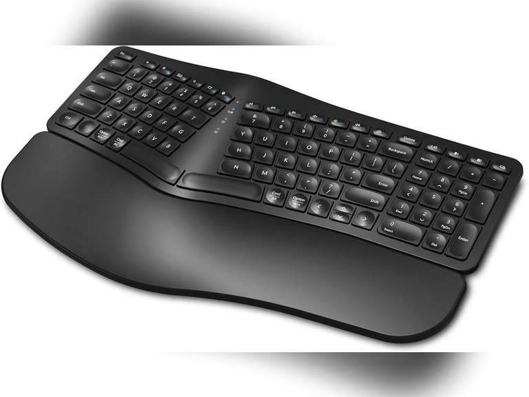 Qrt Keyboard EDJO Ergonomic Wireless Keyboard Rechargeable, Bluetooth/2.4G Wireless ...