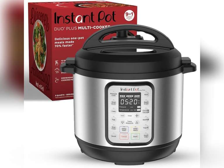 Instant Pot Duo Plus 9-in-1 Multicooker, Pressure Cooker, Slow Cook, Rice Maker, Steamer, Saut , Yogurt, Warmer & Sterilizer, Includes App With Over 800 Recipes, Stainless Steel, 6 Quarts 140