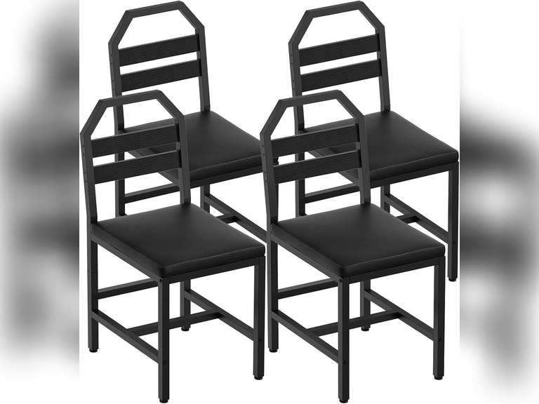 YATINEYDining Chairs, Kitchen Chairs with Back Support, Upholstered Seat and Metal Legs, for Kitchen, Living Room, Black CY02L4BB 110