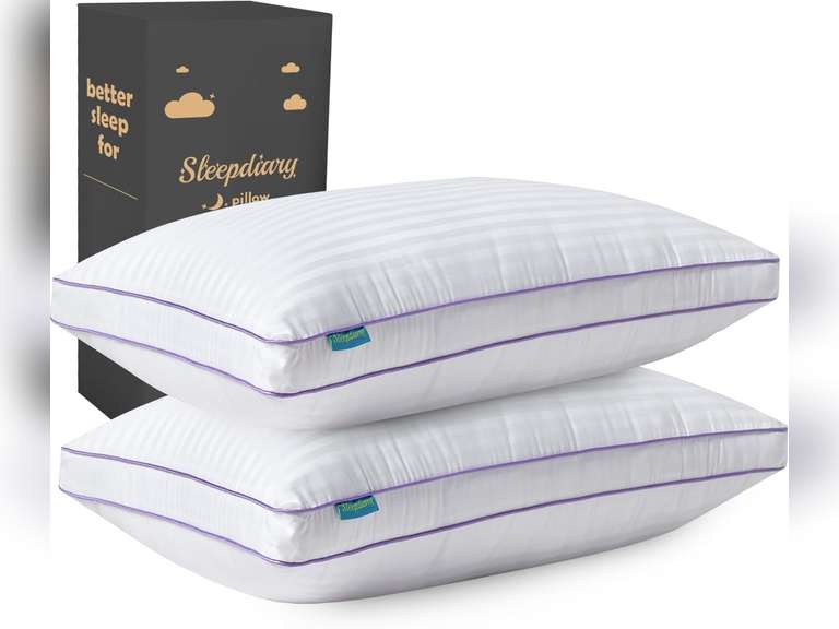 SLEEPDIARY King Size 2PACK Bed Pillows,Soft Hotel Pillows with Zipper for Side Sleepers 48