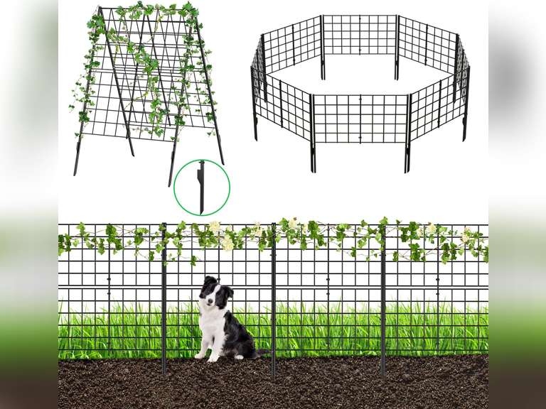 MOOACE Decorative Garden Fence 16 Pack,Total 41.7in(H)*8.2ft(L) Animal Barrier Fence Outdoor, Rustproof Metal Panels Border, No Dig Fencing, Dog Fences for Yard Landscape Patio Outside Decor 50