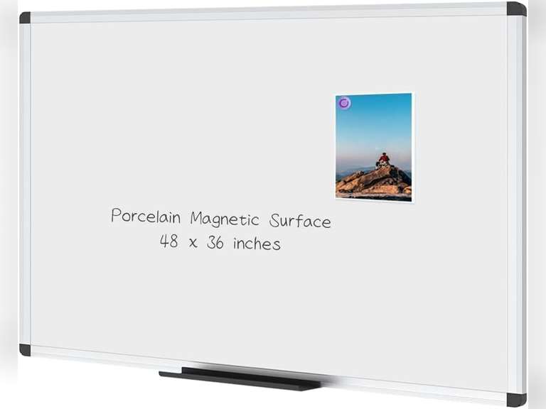 VIZ-PRO Porcelain Magnetic Dry-erase Whiteboard, 48 X 36 Inches, Silver Aluminiuim Frame 70