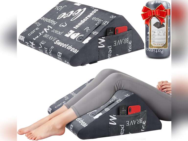 Knee Wedge Pillow, Premium Foam Leg Pillow Bed Wedge for Sleeping, Wedge Pillow for Legs Post Surgery, Triangle Pillow Wedge for Knee Support, Leg Elevation, Knee Hip Back Pain Relief 26