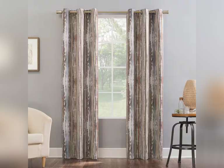 Allegory Abstract Cedar Orange Polyester 40 in. W x 84 in. L Grommet Blackout Curtain (Single Panel) 11