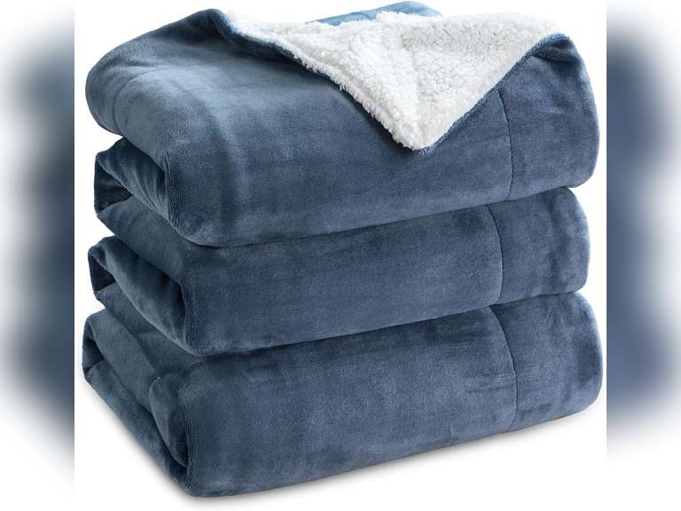 BEDSURE Sherpa Fleece Queen Size Blankets for Bed - Thick and Warm Blankets for Winter, Soft and Fuzzy Blanket Queen Size, Slate Blue, 90x90 Inches 38