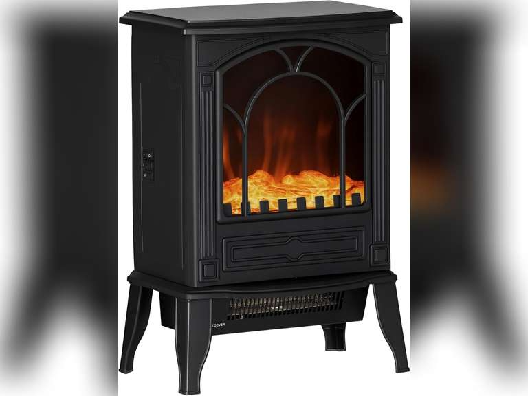 (Similar)HOMCOM 22" Free Standing Electric Fireplace Stove, Fire Place Heater with Realistic Flame Effect, Overheat Safety Protection, 750W / 1500W, Black 82
