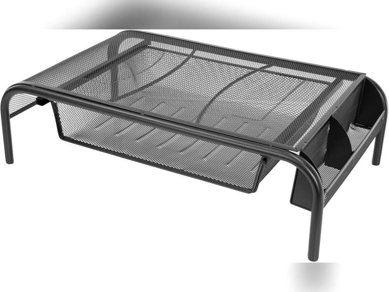 (Similar)Mount-It! Metal Mesh Monitor Stand with Drawer, Ergonomic Desk Organizer and Riser for Monitors and Laptops, Desktop Stand with Extra Storage and Side Pocket, Black 38