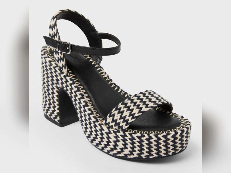 Women's Madeline Woven Platform Sandal Heels with Memory Foam Insole - Universal Thread Black 7: Ankle Strap, Block Heel 28