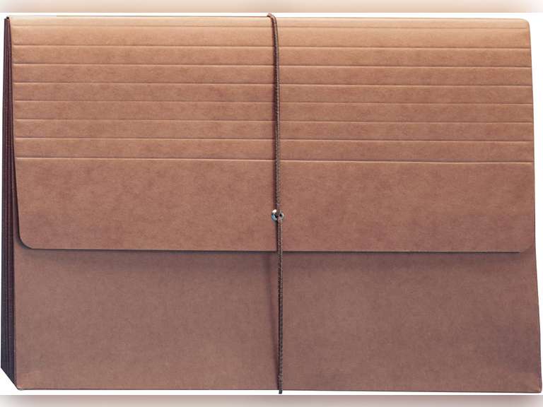 Smead Expanding File Wallet, Flap and Cord Closure, 5-1/4" Expansion, Extra Wide Letter Size, Redrope, 10 per Box (71186) 56