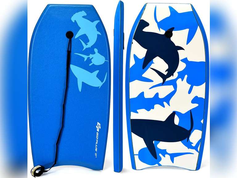 (Similar)Goplus 41'/37'/33' Lightweight Body Board for Beach, Surf Board with EPS Core, XPE Deck, HDPE Slick Bottom, Wrist Leash, Bodyboard for Kids Adults Surfing 48