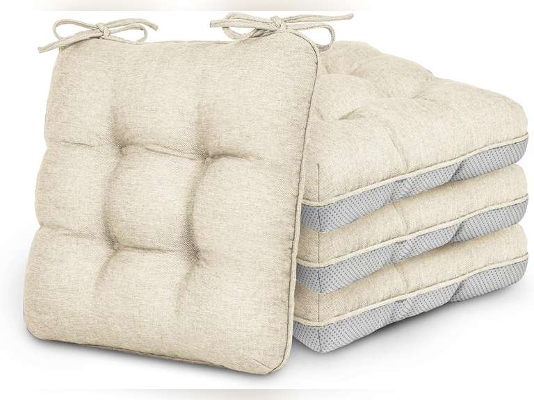 AONELAS Love's cabin Memory Foam Chair Cushions Set of 4, Outdoor/Indoor Chair Pads for Dining Chairs 4 Pack, Seat Cushions for Kitchen, Dining Room, Office, Patio Chairs, 16x16 Beige 35