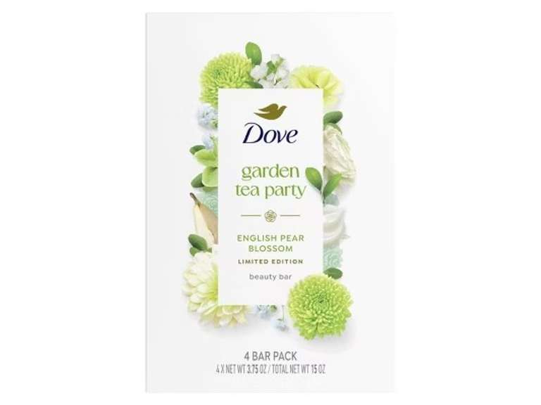 Dove Beauty Garden Tea Party Bar Soaps - English Pear Blossom - Limited Edition - 15oz/4pk 8