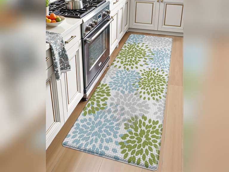 LUMI Anti Fatigue Kitchen Cushioned Mat for Floor, Ultra Soft Waterproof Runner for Standing, Stain Resistant PVC Comfort Rugs for Home, Office, Sink, Laundry, 24x59 50