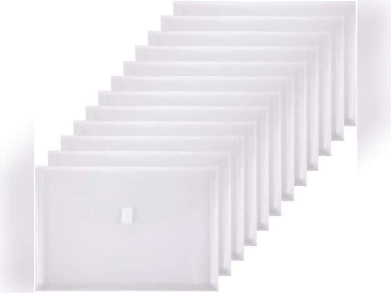 TIENO Legal Envelopes with Hook and Loop Closure Clear Document File Folders Poly Expanding Organizer 12 Packs 17