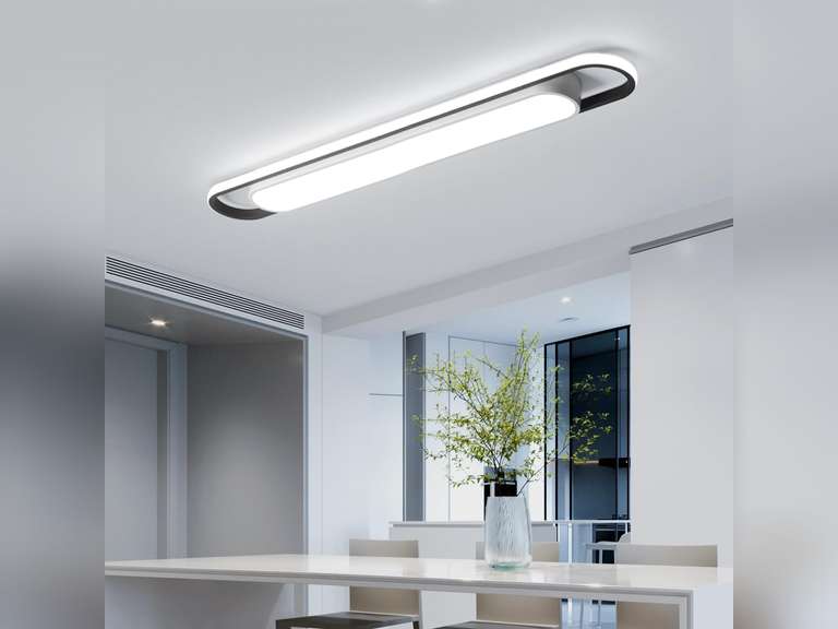 4Ft Modern Hallway Ceiling Lights, 6500K Acrylic Linear Ceiling Lamp,65W Metal LED Ceiling Light Fixture,Kitchen Dining Living Room Laundry, Garage Cloakroom Lighting (48Inch) 76