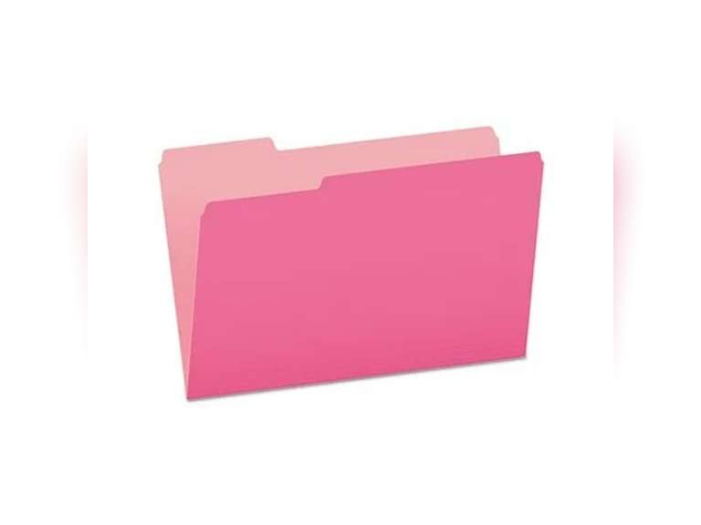 Colored File Folders, 1/3-Cut Tabs, Legal Size, Pink/Light Pink, 100/Box 51