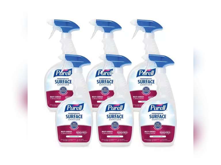 32 oz. Fragrance Free Foodservice Surface Sanitizer, Liquid, Capped Bottle with Spray Trigger Included (6-Pack) 26