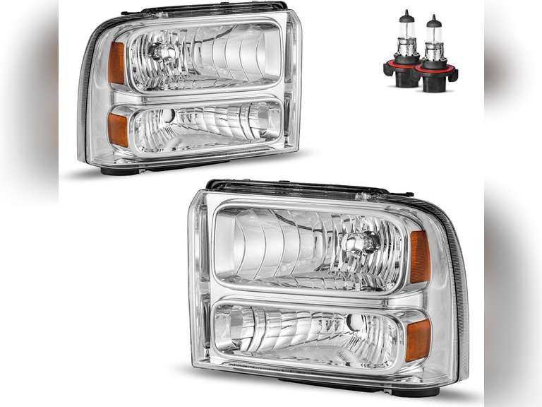 Headlights Assembly for 2005-2007 Ford F250 F350 F450 F550 Super Duty Headlamp Replacement, High/Low Beam W/Bulbs, Driver&Passenger Side 88