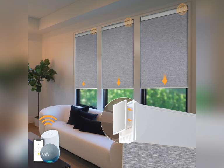 Motorized Automatic Blinds for Windows - Cordless Roller Shades with ...