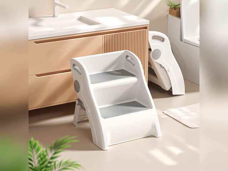 Step Stool for Toddlers Foldable Toddler Step Stool for Bathroom Sink, 100lbs Load Bearing Non-Slip Kids Stool with Handles and Anti-Tip Design - Potty Training Stool for Ages 2+ (1.Grey) 38