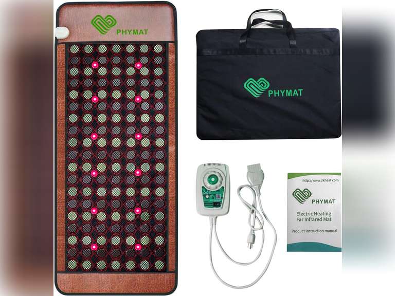 PHYMAT Large Size Far Infrared Heating Pad - Jade Tourmaline Stone Heating Pad - Red Light Mat - Infrard Mat with Auto Shut Off - Overheat Protection,Smart Control(67"x27") 270