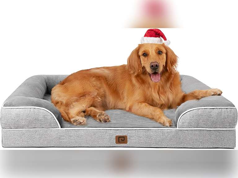 EHEYCIGA Orthopedic Dog Beds for Extra Large Dogs 44x32Inch, Waterproof Memory Foam XL Pet Bed with Sides, Non-Slip and Egg-Crate Foam Big Dog Couch Bed with Washable Removable Cover, Grey 50