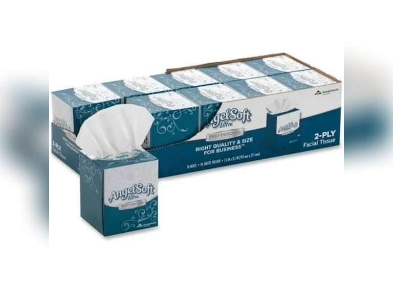 Angel Soft Professional Series Facial Tissue by GP Pro in Cube Box 2 Ply - 7.60" x 8.50" - White - For Lodging, Office, Medical - 96 Per Box - 10 / Carton 39