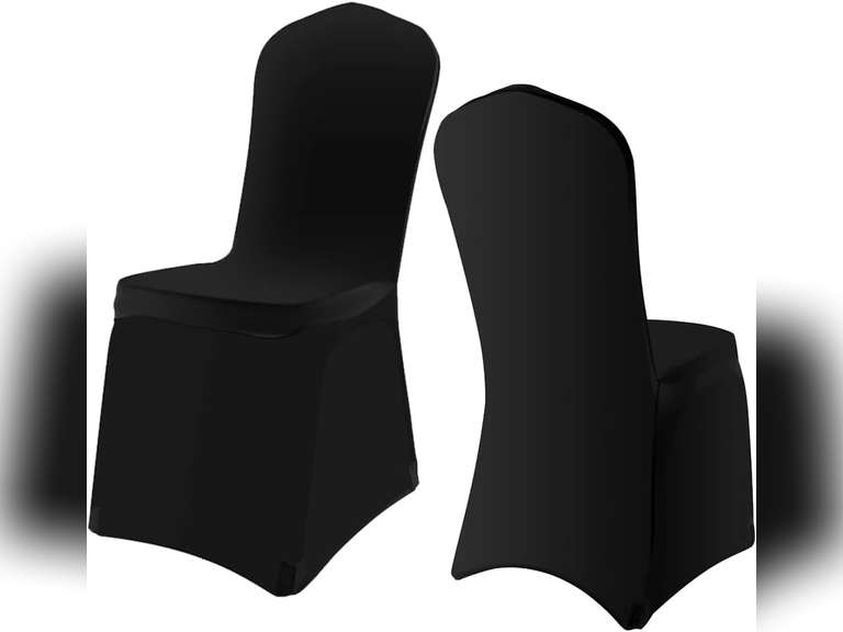 Yahpetes 2 Pcs Chair Covers Black Polyester Banquet Chair Protectors Flat Front Stretch Spandex Chair Slipcovers for Wedding Banquet Dining Party Decorations (Black) 14