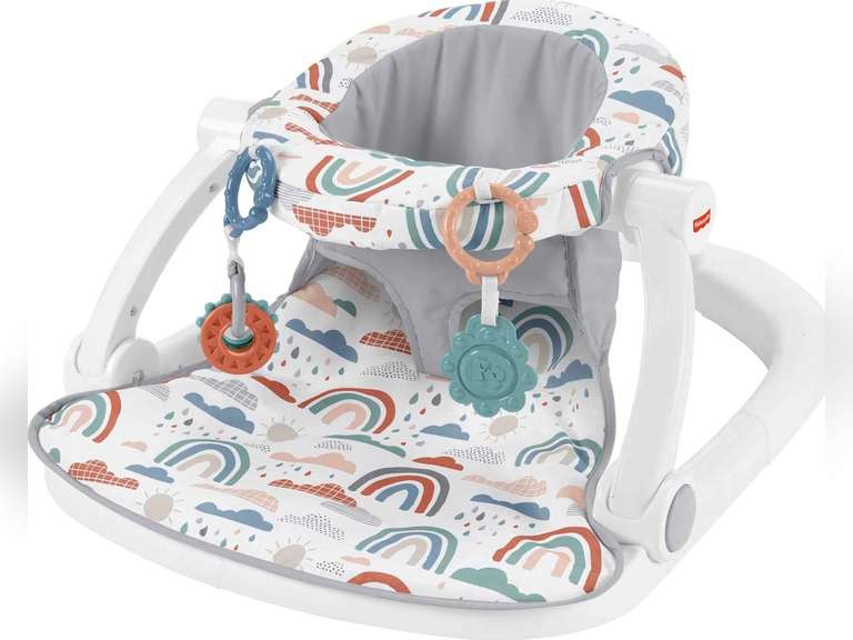 Fisher-Price Portable Baby Chair Sit-Me-Up Floor Seat with Developmental Toys & Machine Washable Seat Pad, Rainbow Showers 46