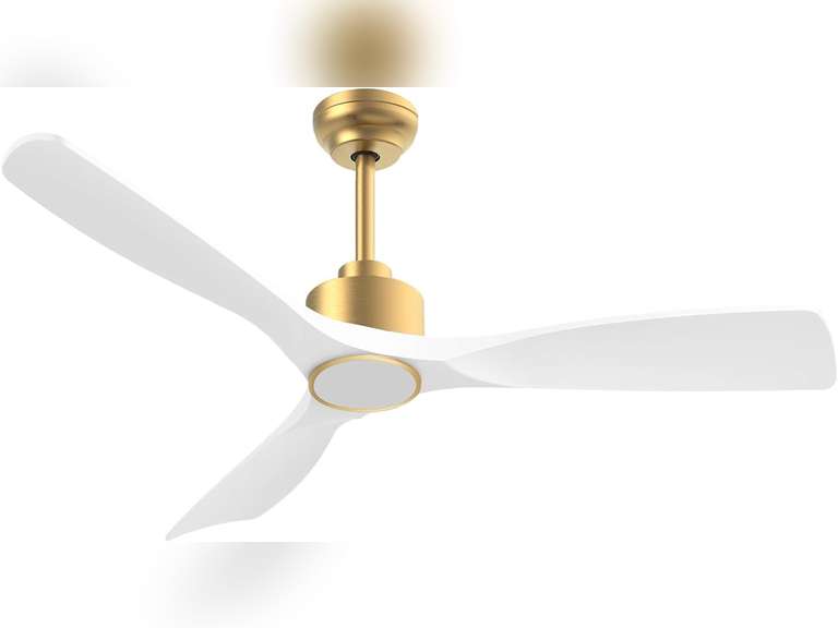 52 Inch ETL Listed Indoor Outdoor Smart Ceiling Fans with Lights Remote Control, Quiet DC Motor 3 Blade Modern White Gold Ceiling Fan for Bedroom Living Room Patio 150