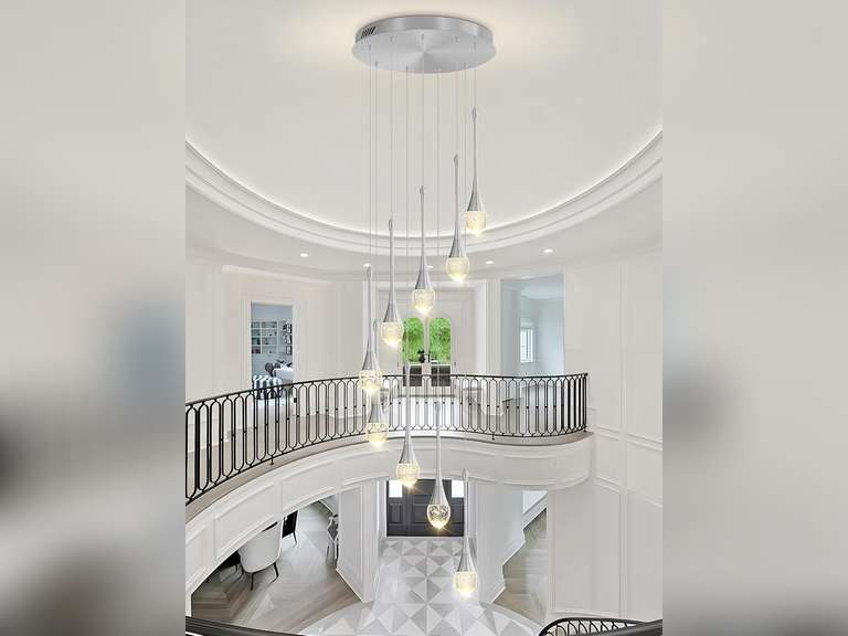 (Similar, See pictures)9-Lights Crystal Chandeliers for Staircase Modern Chandeliers for High Ceilings Crystal Pendant Light Fixture for Living Room Kitchen Island Foyer Hallway Bar, Gold 230