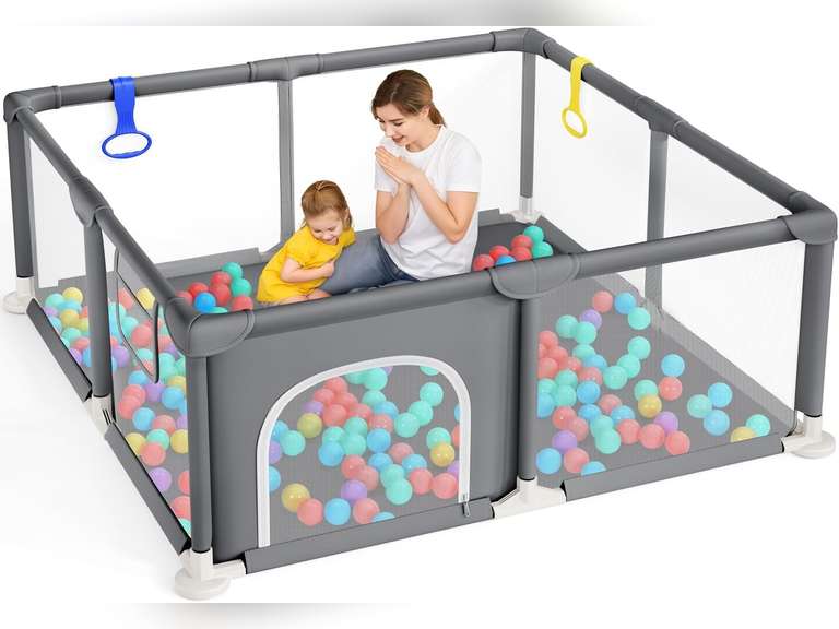 Dripex Baby Playpen, Sturdy Playpens for Baby and Toddlers, Portable Kids Play Pen Babies and Toddlers with Breathable Mesh&Pull-up Rings, Babies Fence Barrier Indoor Outdoor Small Playpen(124x124cm) 40