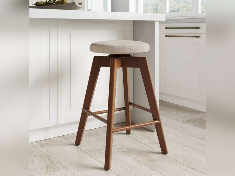 (Similar)Nathan James Amalia Backless Kitchen Counter Height Bar Stool, Solid Wood with 360 Swivel Seat Antique Coffee/Natural Wheat 90