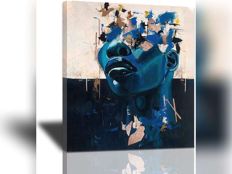 African American Wall Art, Black Woman Queen Picture Wall Decor Fashion Portrait Posters Canvas Painting Abstract Graffiti Prints Artwork Home Decor Framed for Living Room Bedroom Bathroom 20x24inch 40