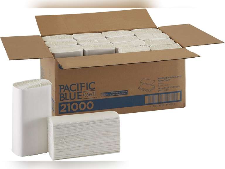 Pacific Blue Select Multifold Premium 2-Ply Paper Towels (Previously Signature) by GP PRO, White, 21000, 125 Per Pack, 16 Packs Per Case 45