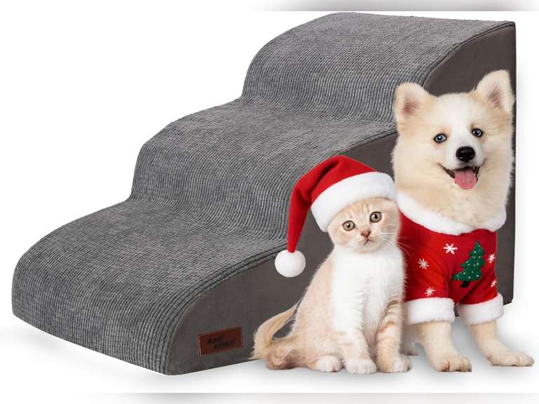 3-Step Dog Ramp and Stairs for Sofa and Chair - Non-Slip Sturdy Pet Steps for Small Dogs and Cats,15.7" H,Grey 39
