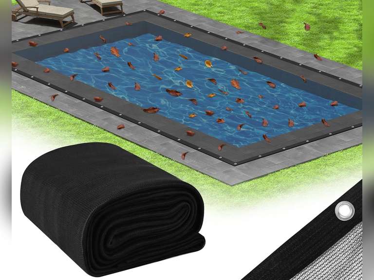 16 x 32 Ft Pool Leaf Cover, Thick Heavy Duty Mesh Net for inground Pools, Winter Rectangular Pool Leaf Cover with Reinforced Grommets to Protect from Leaves 96