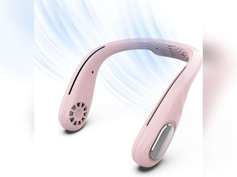Personal Fan,Portable Neck Fan Rechargeable,Hands-Free Bladeless Fan with Three-speed Change,360  Surround Airflow Personal Cooling Fan for Outdoor Sports Travel (Pink) 26