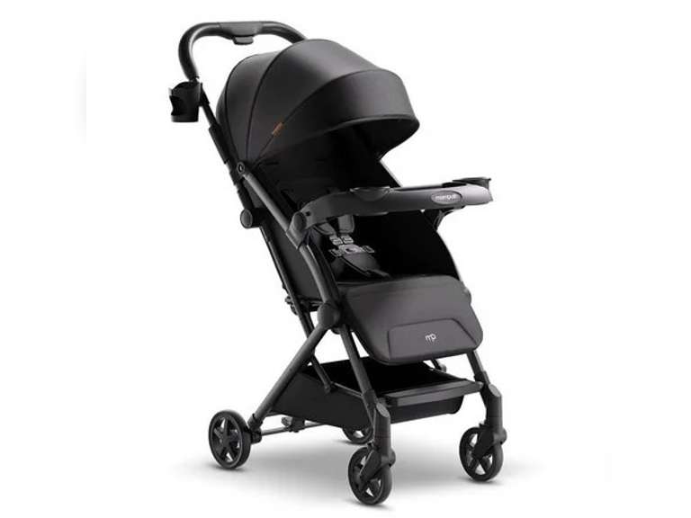 Mompush Lithe V2 Lightweight Stroller + Snack Tray, Ultra-Compact Fold & Airplane Ready Travel Stroller, Near Flat Recline Seat, Cup Holder, Raincover & Travelbag Included 180