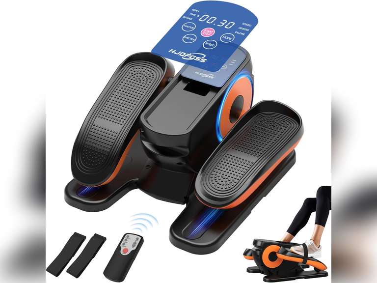 Under Desk Elliptical Machine with 12 Adjustable Speed, Quiet & Portable Seated Pedal with Remote Control & Non-Slip Foot Straps 95