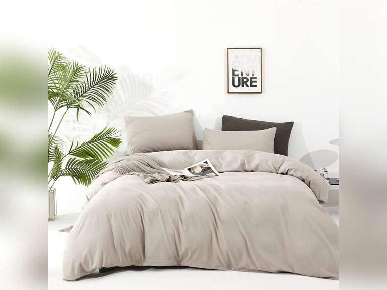 Houseri Taupe Bedding Set Cal King Khaki Bed Linen Duvets California King Size Men Women Light Brown Duvet Quilts Cream Brown Bedding Sets California King Size 90