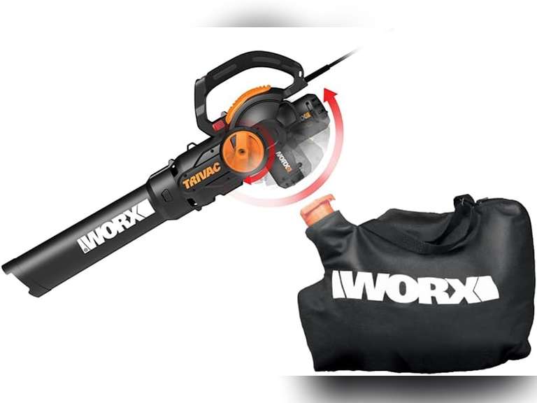 WORX WG512 12 Amp Trivac, 3 in 1 Electric Leaf Blower, Leaf Vacuum & Leaf Mulcher for Lawn Care 100