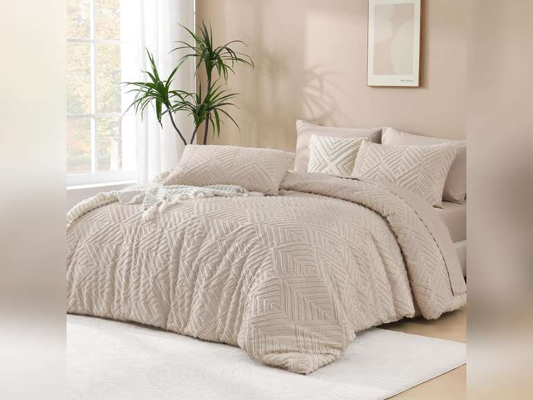 Andency Khaki King Size Comforter Set, 3 Pieces Boho Soft Bedding Set & Collections, Farmhouse Tufted Fluffy Warm Bedding Comforter Sets for King Bed (1 Comforter 104x90In, 2 Pillowcases) 41