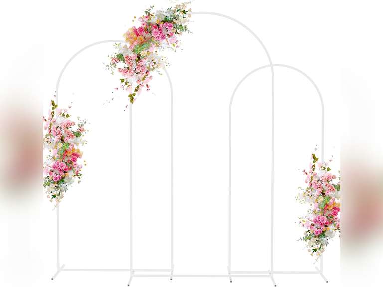 Wokceer Wedding Arch Backdrop Stand 7.2FT, 6.6FT, 6FT Set of 3 White Metal Wedding Arch Stand for Wedding Ceremony Baby Shower Birthday Party Garden Floral Balloon Arch Decoration 63