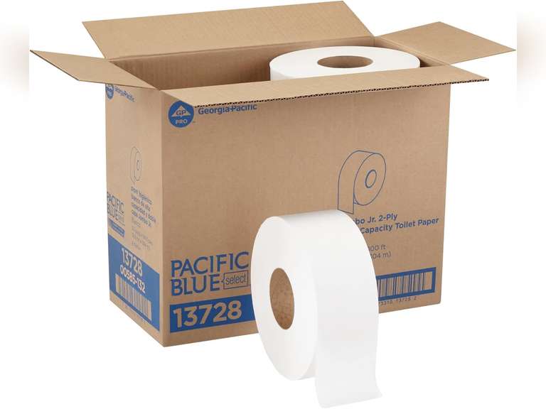 Pacific Blue Select 2-Ply Jumbo Jr. 9" Toilet Paper by GP PRO (Georgia-Pacific), 13728, 1,000 Linear Feet Per Roll, 8 Rolls Per Case 37