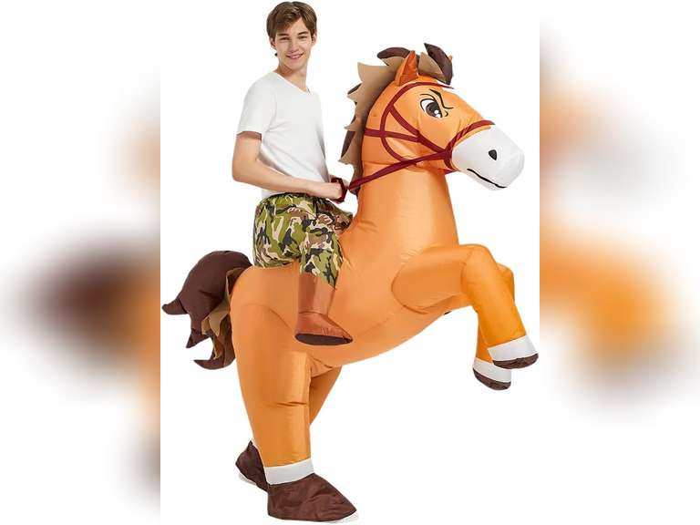 KOOY Inflatable Horse Costume Adult Ride On Horse Costumes Cowboy Cowgirl Blow Up Funny Riding Horse Suit for Men Women Halloween Party, Size: L 33